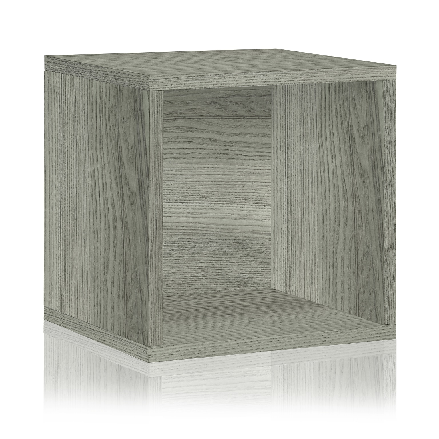 Way Basics 15H Large Eco Modern Stackable Storage Cube, Gray Wood Grain (BS-SCUBE-GY)