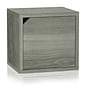Way Basics 12.6H x 13.4W Stackable Modular Connect Eco Storage Cube with Door, Gray Wood Grain (C-
