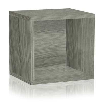 Way Basics 12.6"H x 13.4"W Stackable Modular Connect Open Cube Modern Eco Storage System, Gray Wood Grain (C-OCUBE-GY)