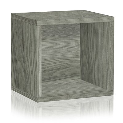 Way Basics 12.6H x 13.4W Stackable Modular Connect Open Cube Modern Eco Storage System, Gray Wood Grain (C-OCUBE-GY)