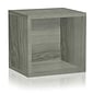 Way Basics 12.6H x 13.4W Stackable Modular Connect Open Cube Modern Eco Storage System, Gray Wood
