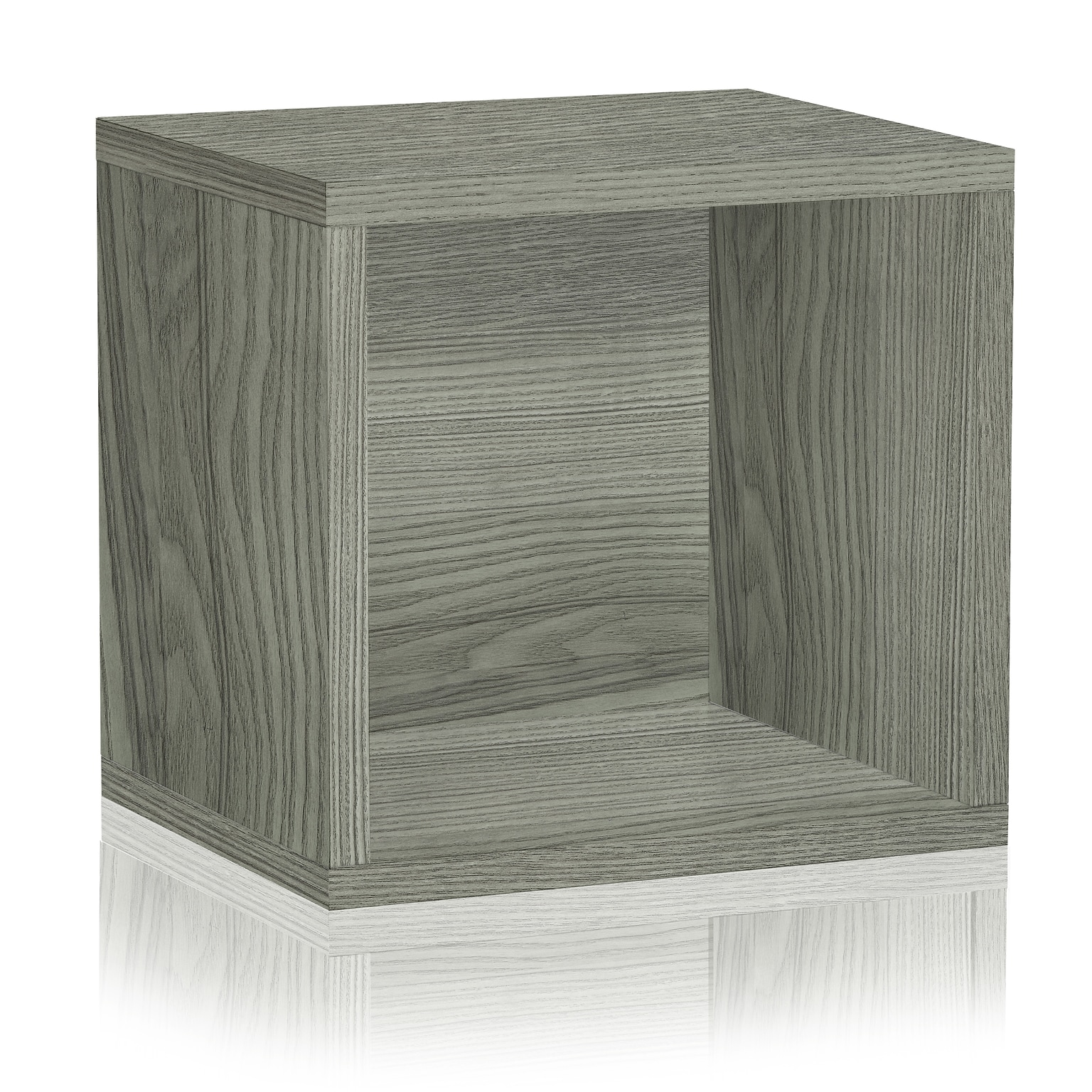 Way Basics 12.6H x 13.4W Stackable Modular Connect Open Cube Modern Eco Storage System, Gray Wood Grain (C-OCUBE-GY)