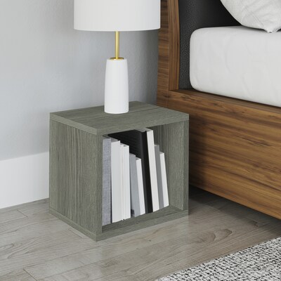 Way Basics 12.6"H x 13.4"W Stackable Modular Connect Open Cube Modern Eco Storage System, Gray Wood Grain (C-OCUBE-GY)