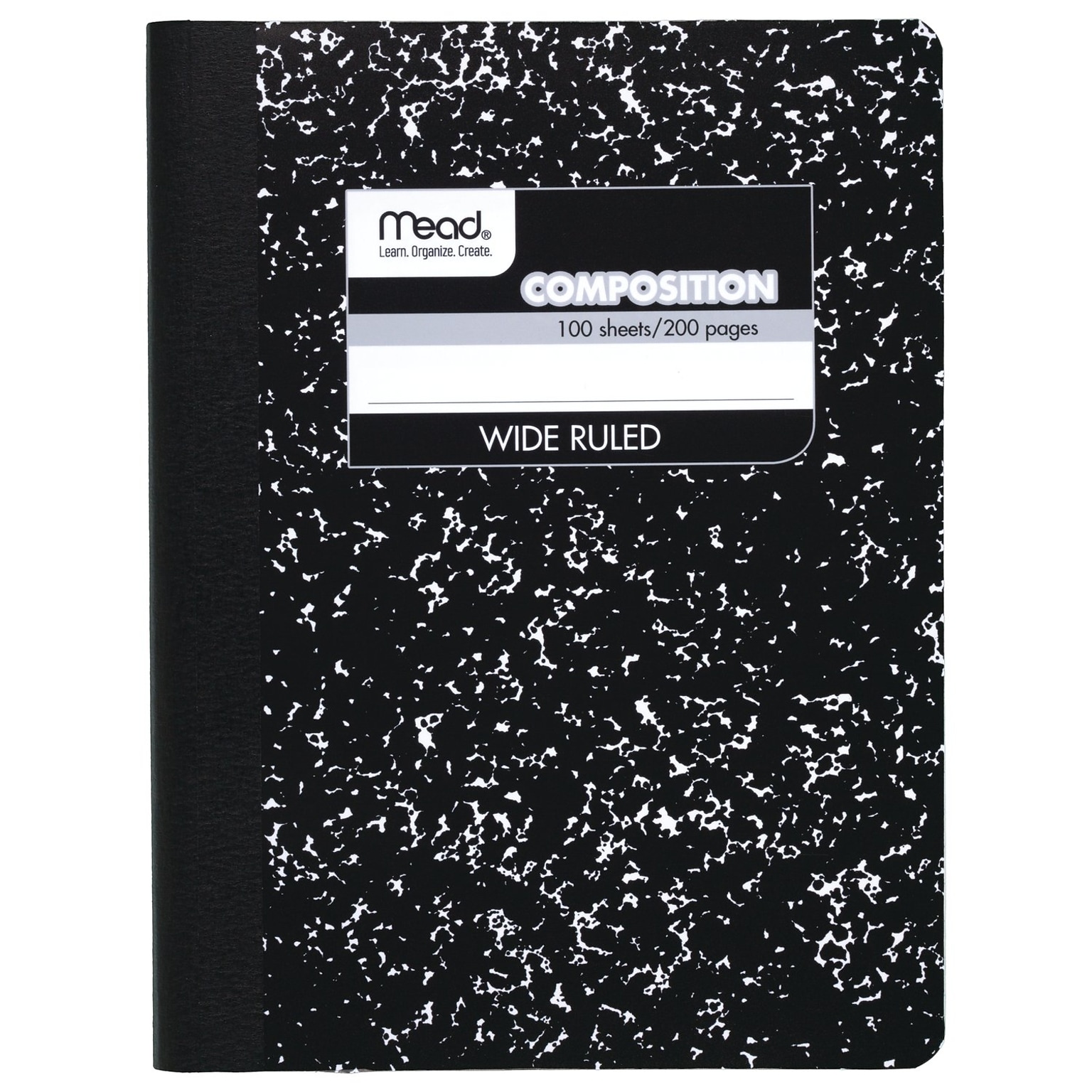 Mead 1-Subject Composition Notebooks, 9.75 x 7.5, Wide Ruled, 100 Sheets, Black (09910)