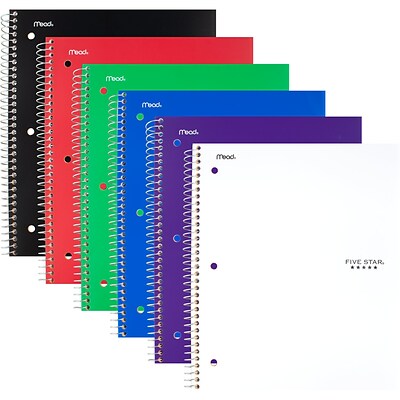 Five Star 1-Subject Notebook, 8.5 x 11, College Ruled, 100 Sheets, Assorted Colors (06206/08076)
