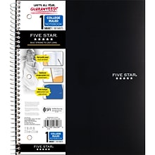 Five Star Wirebound Notebook, 1-Subject Notebook, 8.5 x 11, College Ruled, 100 Sheets, Black (7205