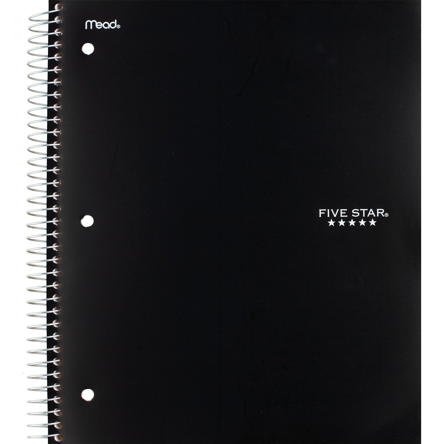 Five Star 3-Subject Wirebound Notebook, 8-1/2 x 11, College Ruled, 150 Sheets, Black (72069)