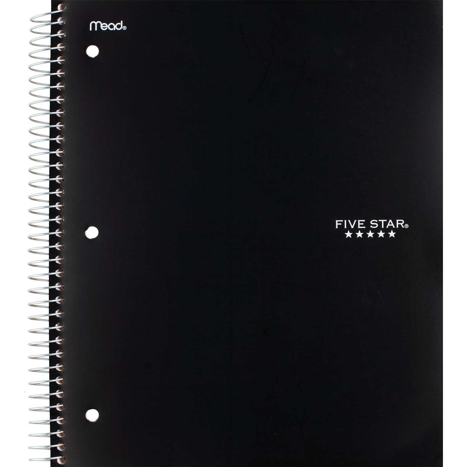 Five Star 3-Subject Wirebound Notebook, 8-1/2 x 11, College Ruled, 150 Sheets, Black (72069)