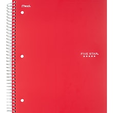 Five Star 3-Subject Wirebound Notebook, 8-1/2 x 11, College Ruled, 150 Sheets, Red (72065)