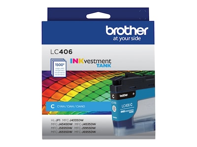 Brother INKvestment Tank LC406 Cyan Standard Yield Ink Cartridge, Prints Up to 1,500 Pages (LC406CS)