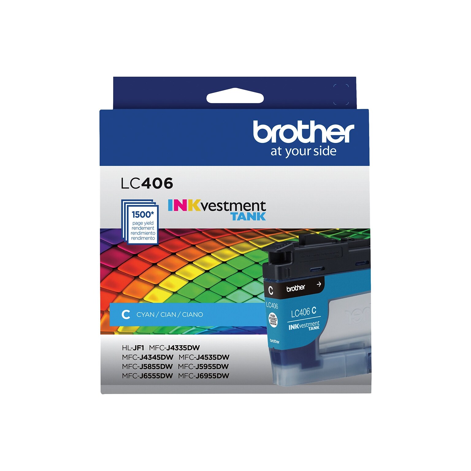 Brother INKvestment Tank LC406 Cyan Standard Yield Ink Cartridge, Prints Up to 1,500 Pages (LC406CS)