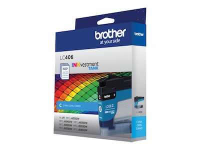 Brother INKvestment Tank LC406 Cyan Standard Yield Ink Cartridge, Prints Up to 1,500 Pages (LC406CS)