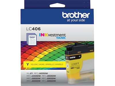 Brother LC406 Yellow Standard Yield Ink Cartridge, Prints Up to 1,500 Pages (LC406YS)