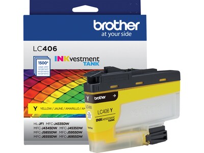 Brother LC406 Yellow Standard Yield Ink Cartridge, Prints Up to 1,500 Pages (LC406YS)