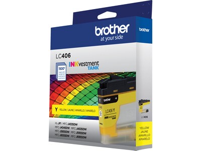 Brother LC406 Yellow Standard Yield Ink Cartridge, Prints Up to 1,500 Pages (LC406YS)