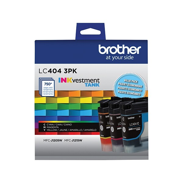 Brother LC4043PKS Cyan/Magenta/Yellow Standard Yield Ink Cartridges, 3/Pack