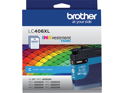 Brother LC406XL Cyan High Yield Ink Cartridge, Prints Up to 5,000 Pages (LC406XLCS)