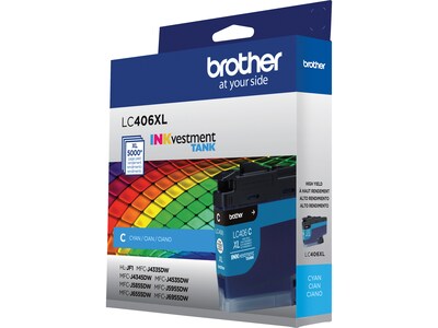 Brother LC406XL Cyan High Yield Ink Cartridge, Prints Up to 5,000 Pages (LC406XLCS)