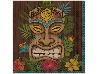 Amscan Vintage Tiki Luau Beverage Napkin, Multicolor, 100/Pack (702736)