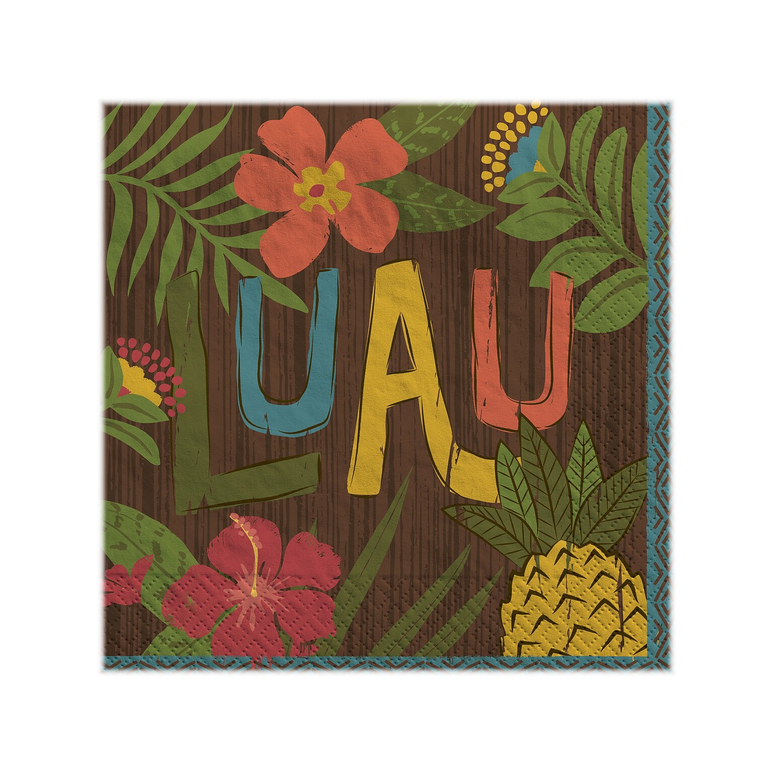 Amscan Vintage Tiki Luau Luncheon Napkins, Multicolor, 100/Pack (712736)
