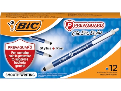 BIC PrevaGuard Clic Stic Retractable Ballpoint Pen, Medium Point, Blue Ink, Dozen (CSSA11-BLU)