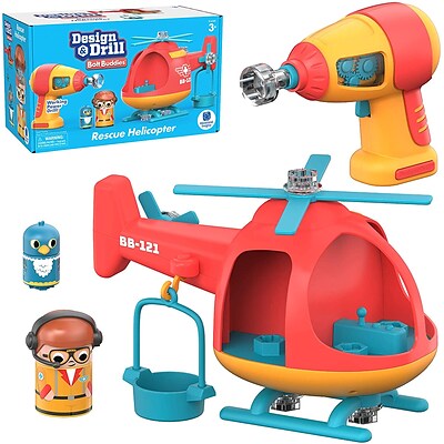 Educational Insights Design & Drill Bolt Buddies Helicopter Play Set, Orange/Yellow/Blue (4188)