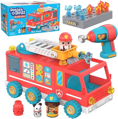 Educational Insights Design & Drill Bolt Buddies Fire Truck, Multicolor (4189)