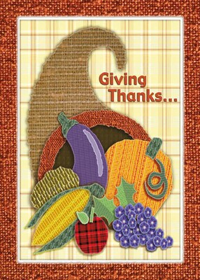 Giving Thanks Cornucopia Seasonal Greetings Cards, With A7 Envelopes, 7 x 5, 25 Cards per Set