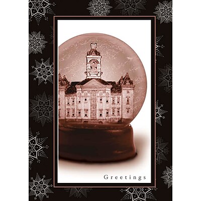 Snow Globe Castle and Snowflakes Seaonsal Greetings Cards, With A7 Envelopes, 7 x 5, 25 Cards per Set