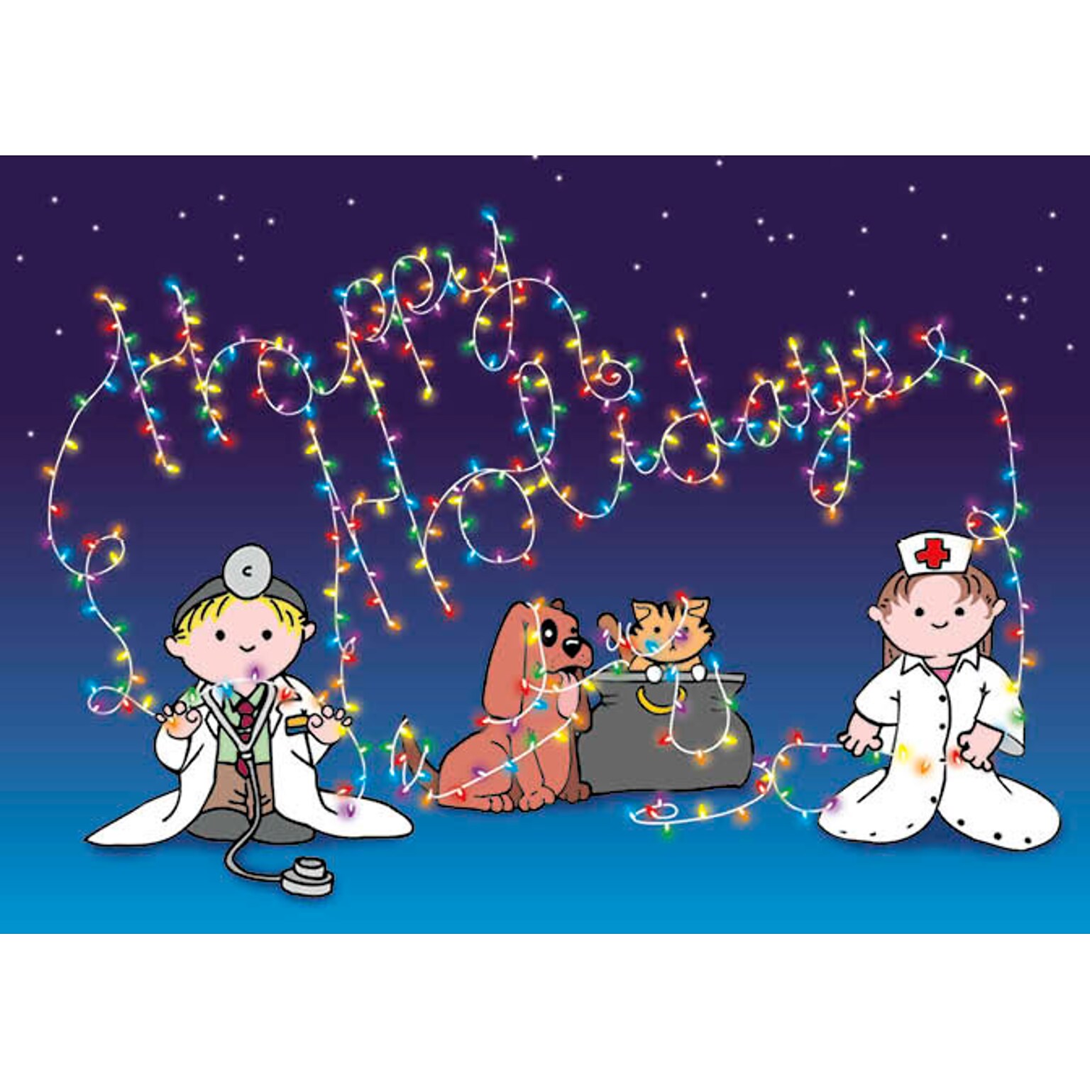 Kids Dressed Up Like Doctors with Lights Holiday Greeting Cards, With A7 Envelopes, 7 x 5, 25 Cards per Set