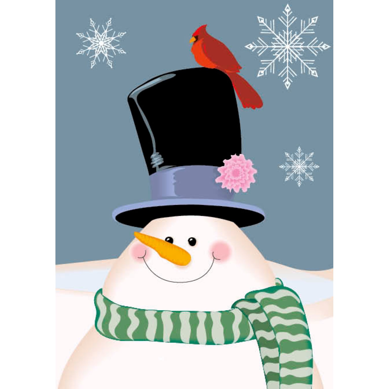 Snowman With Cardinal On Hat Holiday Greeting Cards, With A7 Envelopes, 7 x 5, 25 Cards per Set