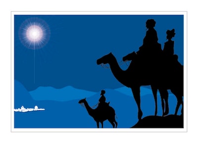 Star Over Bethlehem Christmas Greeting Cards, With A7 Envelopes, 7 x 5, 25 Cards per Set