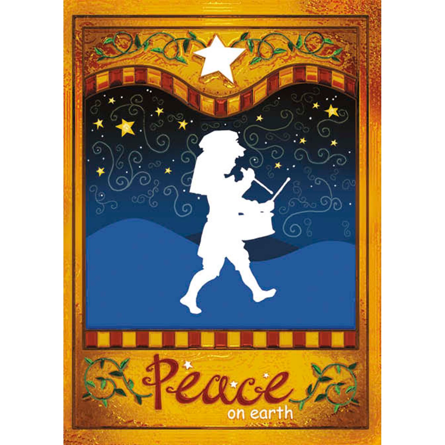 Peace On Earth Little Drummer Boy Christmas Greeting Cards, With A7 Envelopes, 7 x 5, 25 Cards per Set