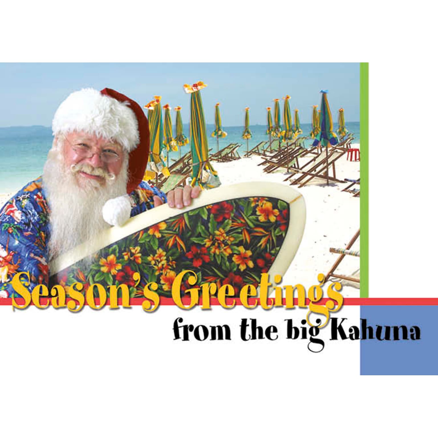 Seasons Greetings From The Big Kahuna Christmas Greeting Cards, With A7 Envelopes, 7 x 5, 25 Cards per Set