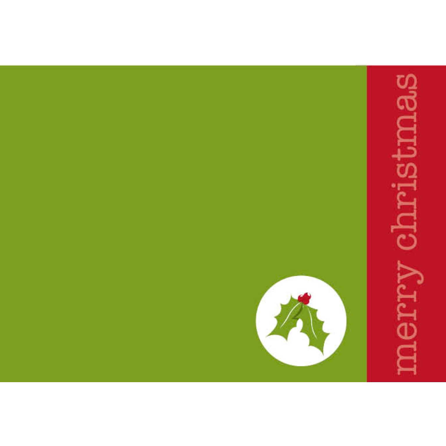 Merry Christmas Holly Holiday Greeting Cards, With A7 Envelopes, 7 x 5, 25 Cards per Set