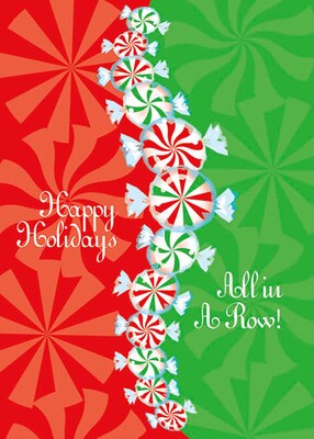 Happy Holidays All In A Row Candy Holiday Greeting Cards, With A7 Envelopes, 7 x 5, 25 Cards per S