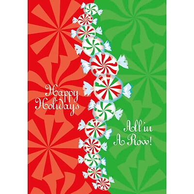 Happy Holidays All In A Row Candy Holiday Greeting Cards, With A7 Envelopes, 7 x 5, 25 Cards per Set