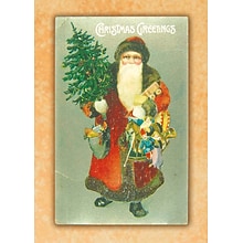 Vintage Greetings Christmas with Santa Holiday Cards, With A7 Envelopes, 7 x 5, 25 Cards per Set