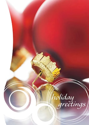 Holiday Greetings Red Ornament Seasonal Greeting Cards, With A7 Envelopes, 7 x 5, 25 Cards per Set
