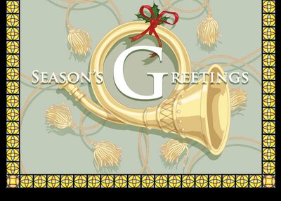 Seasons Greetings Trumpet Holiday Greeting Cards, With A7 Envelopes, 7 x 5, 25 Cards per Set