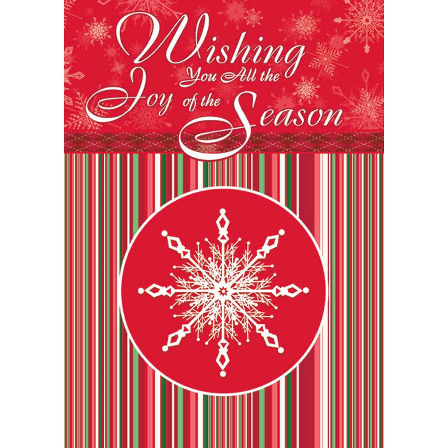 Wishing You All The Joy Of The Season Holiday Greeting Cards, With A7 Envelopes, 7 x 5, 25 Cards per Set