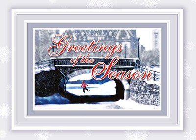 Greetings Of The Season Skater Under Bridge Holiday Greeting Cards, With A7 Envelopes, 7 x 5, 25 C