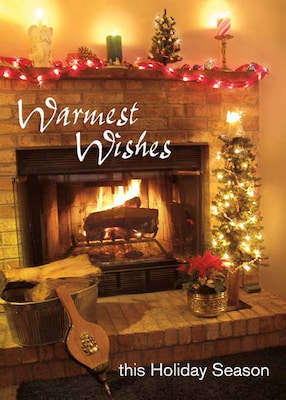 Warmest Wishes This Holiday Season Fire Place Holiday Greeting Cards, With A7 Envelopes, 7 x 5, 25