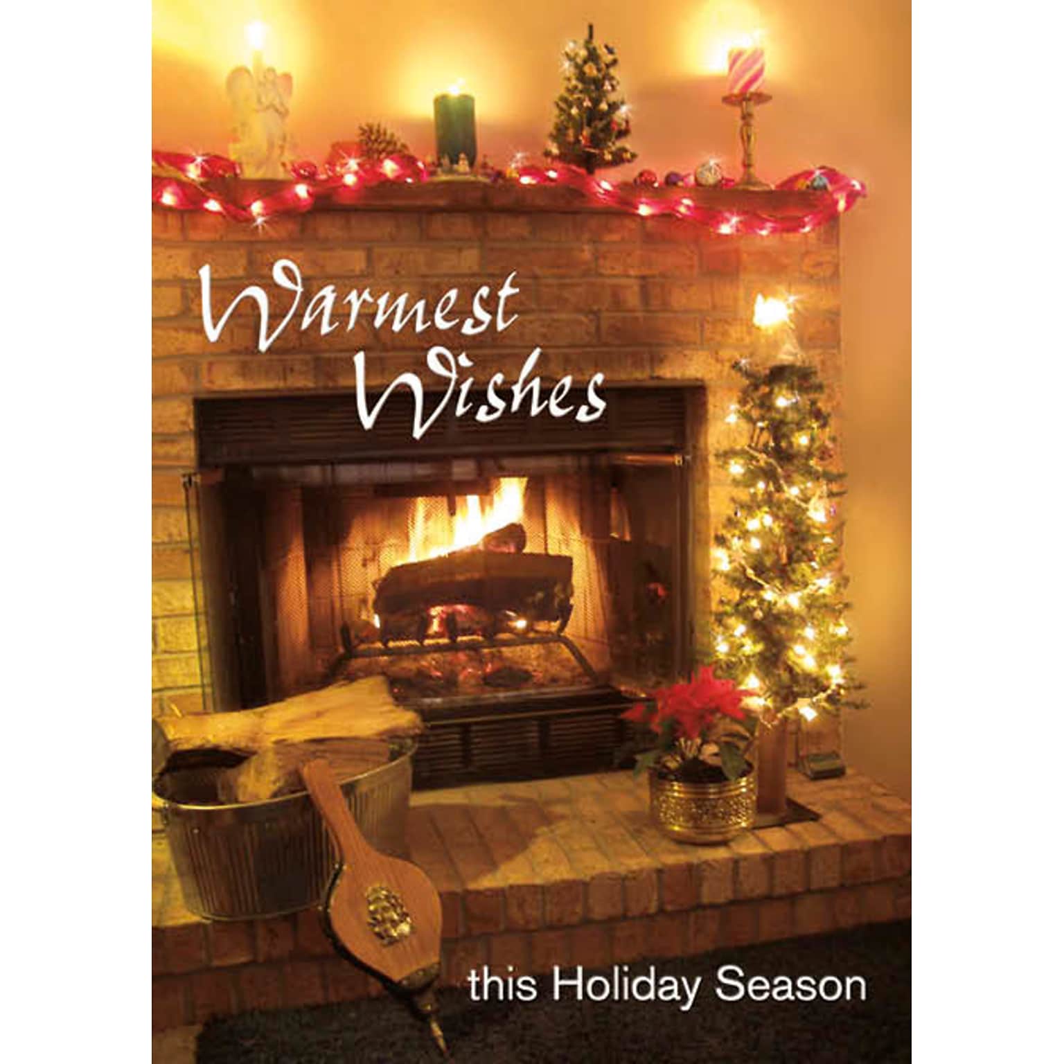 Warmest Wishes This Holiday Season Fire Place Holiday Greeting Cards, With A7 Envelopes, 7 x 5, 25 Cards per Set
