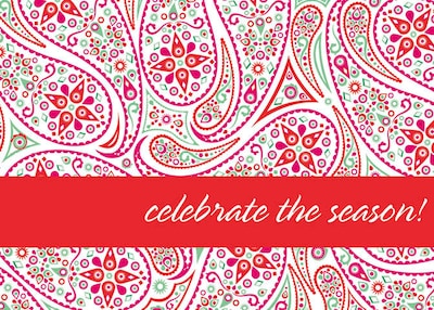 Celebrate The Season Paisley Holiday Greeting Cards, With A7 Envelopes, 7 x 5, 25 Cards per Set