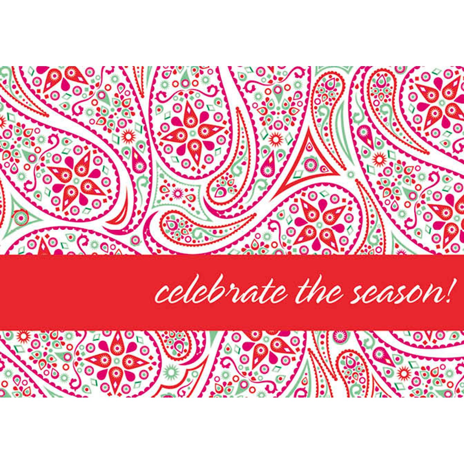 Celebrate The Season Paisley Holiday Greeting Cards, With A7 Envelopes, 7 x 5, 25 Cards per Set