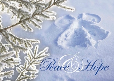 Peace And Hope Snow Angel Holiday Greeting Cards, With A7 Envelopes, 7 x 5, 25 Cards per Set