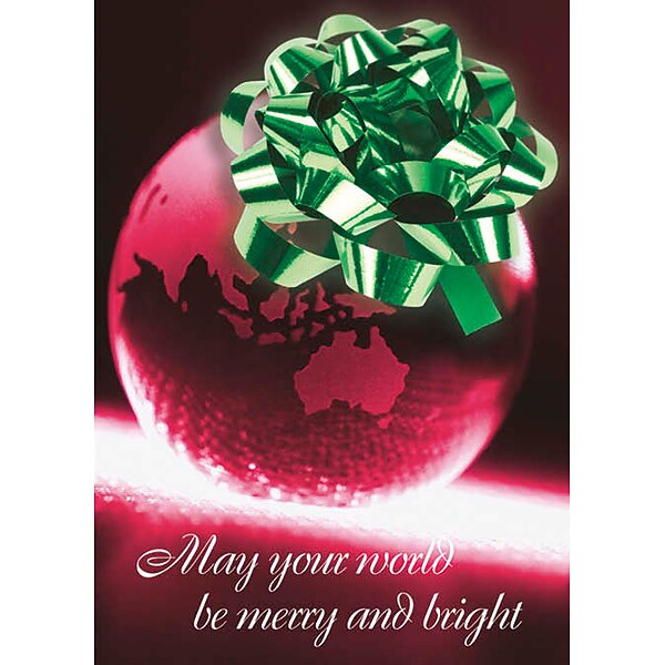 May The World Be Merry And Bright Earth Ornament Holiday Greeting Cards, With A7 Envelopes, 7 x 5, 25 Cards per Set