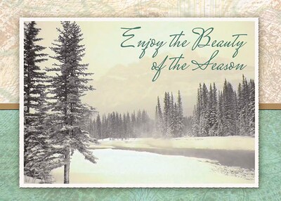 Enjoy The Beauty Of The Season Stream And Snow Holiday Greeting Cards, With A7 Envelopes, 7 x 5, 2