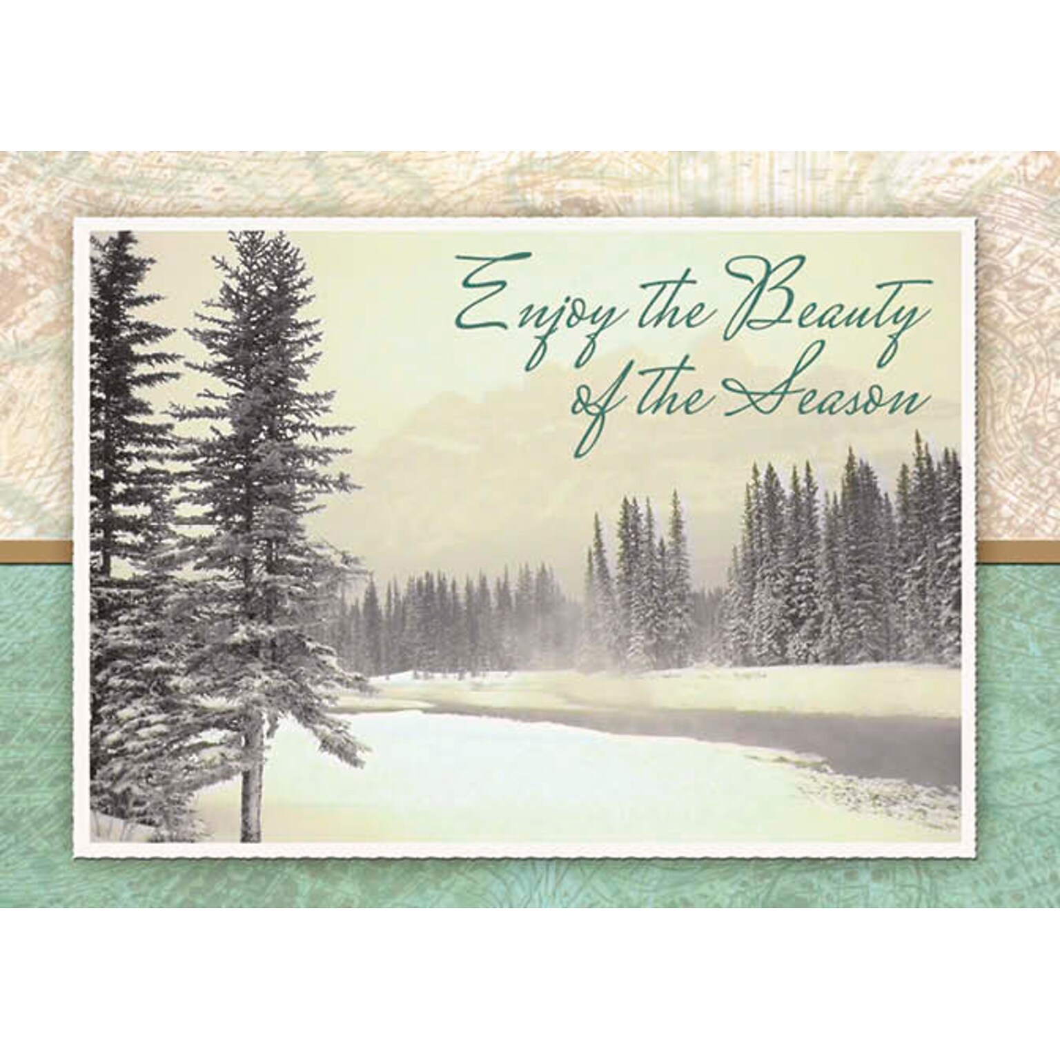 Enjoy The Beauty Of The Season Stream And Snow Holiday Greeting Cards, With A7 Envelopes, 7 x 5, 25 Cards per Set